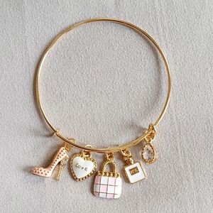 Gold Plated Bangle Charm Bracelet